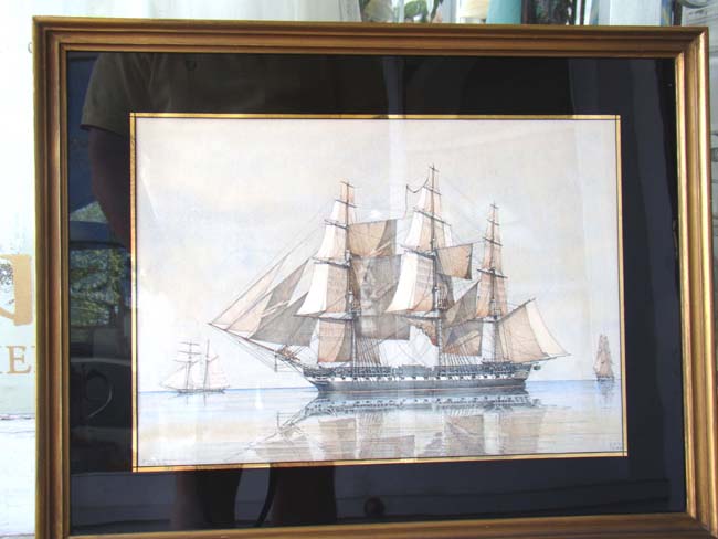A fine original watercolor painting of the U S S Constitution under full sail by George C. Wolters in 1925. — image 3